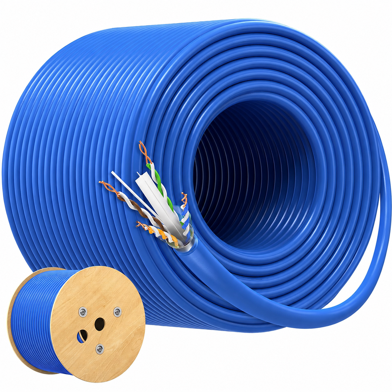 Cat6a Solid Ethernet Bulk Cable 500MHz, Cat 6A Riser (CMR), UTP 23AWG, 1000ft.